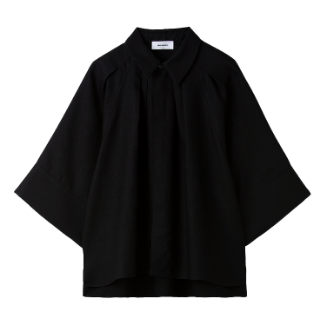 neck gather half sleeve shirt