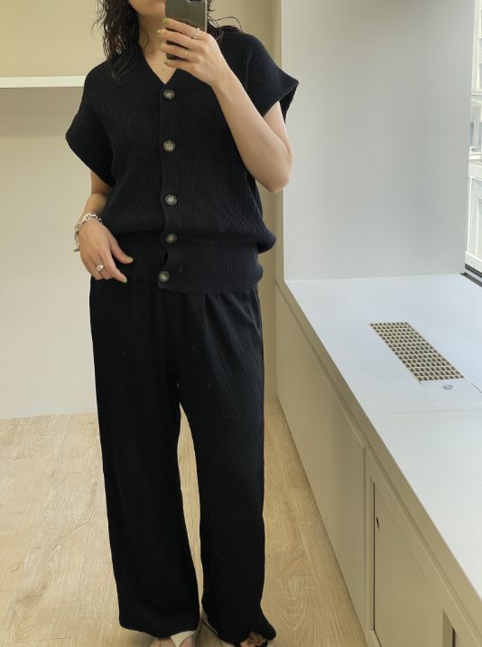 washable Vneck knt best/sustainable easy pants