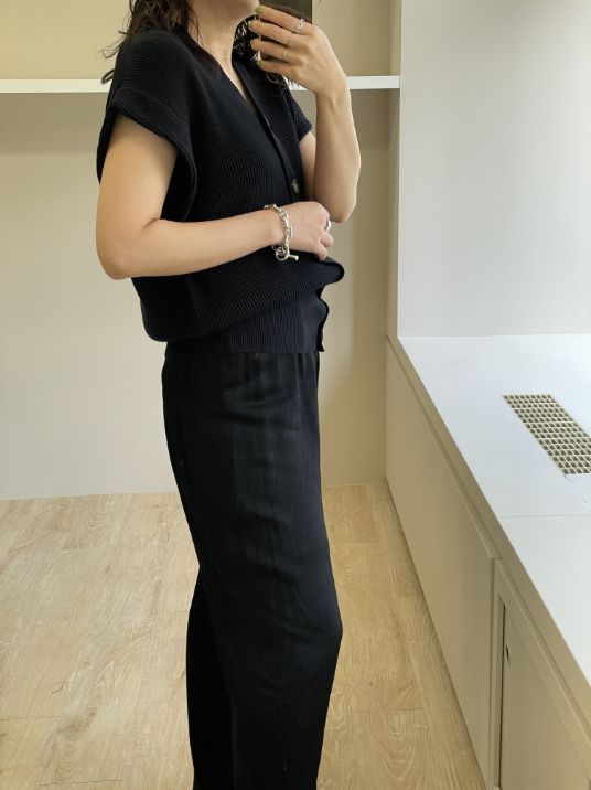 washable Vneck knt best/sustainable easy pants